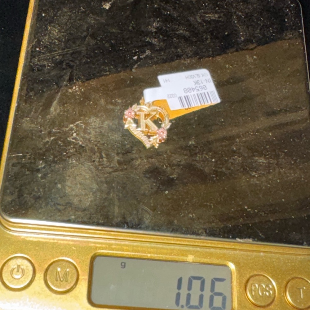 10K Solid Yellow Gold “K” Heart Initial Diamond-Cut Pendant, FREE APPRAISAL INCL - Picture 5 of 5